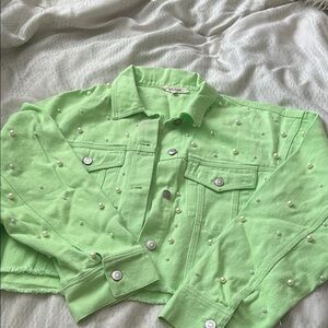 Green Pearl-Embellished Jacket